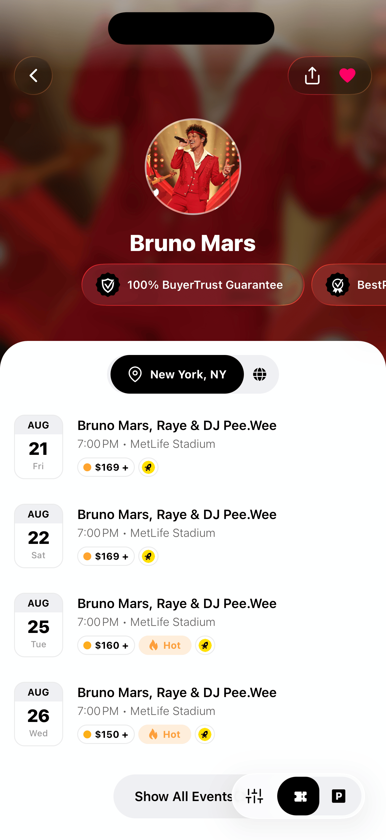 Compare Prices screen showing price comparison features
